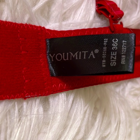 Youmita Garnet Plunge Cage Front Push Up 36C Bra - Picture 3 of 3